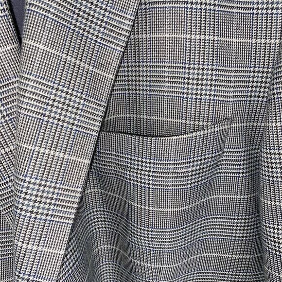 Stafford essentials mens 44R black & white button plaid blazer - Picture 5 of 13